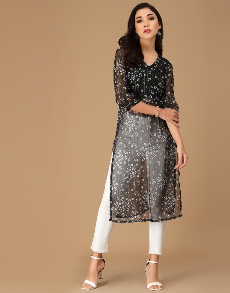 Buy FAWOMENT WOMEN'S LUCKNOWI CHIKANKARI DENCE SEMI SHEER HAND EMBROIDERD  STRAIGHT KURTA COLOR- BLACK/ SIZE- S Online at Best Prices in India -  JioMart.